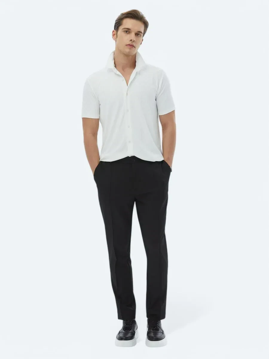 Ecru Regular Fit Knitting Casual Shirt - 2