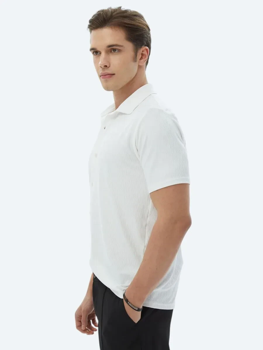 Ecru Regular Fit Knitting Casual Shirt - 4