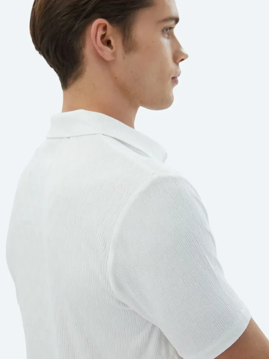 Ecru Regular Fit Knitting Casual Shirt - 9