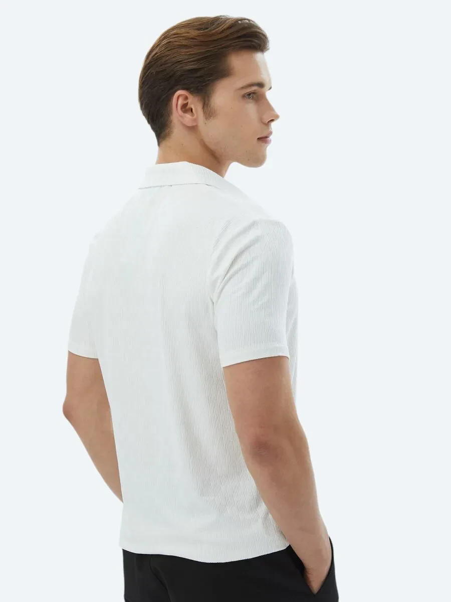 Ecru Regular Fit Knitting Casual Shirt - 10