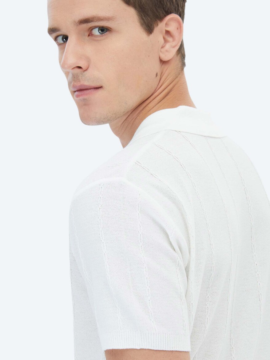 Ecru Regular Fit Knitting Casual Shirt - 6