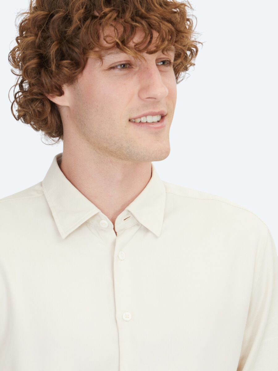 Ecru Regular Fit Long Weaving Casual Shirt - 4