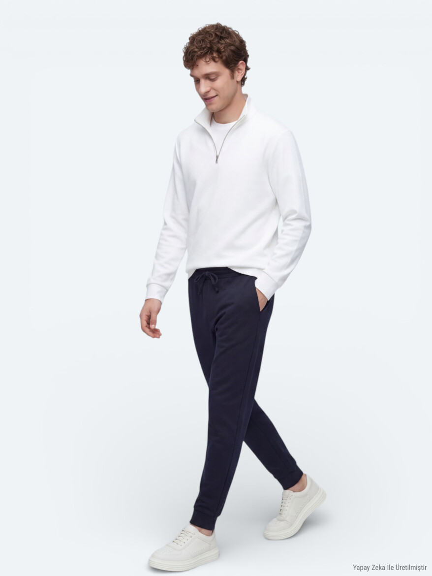 Ecru Turtleneck Plain Sweatshirt - KİP