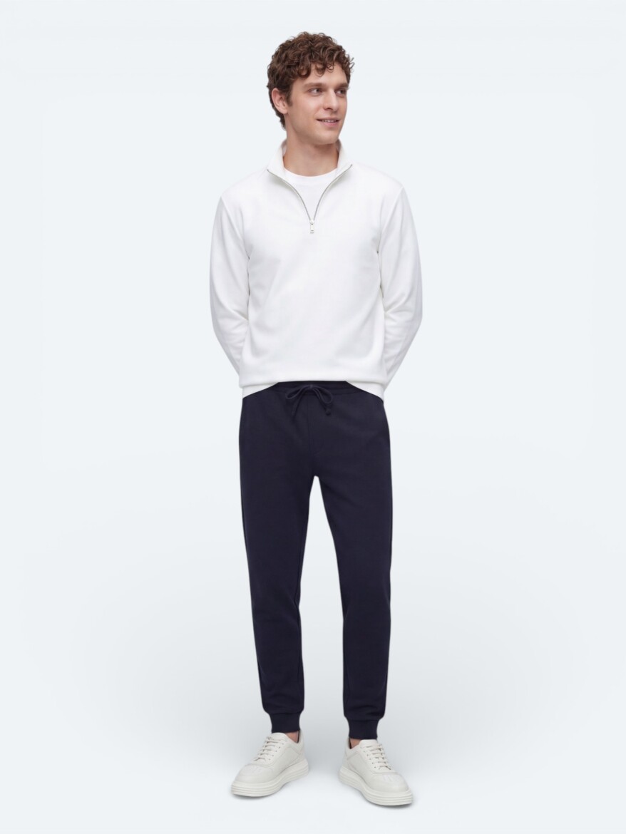 Ecru Turtleneck Plain Sweatshirt - KİP