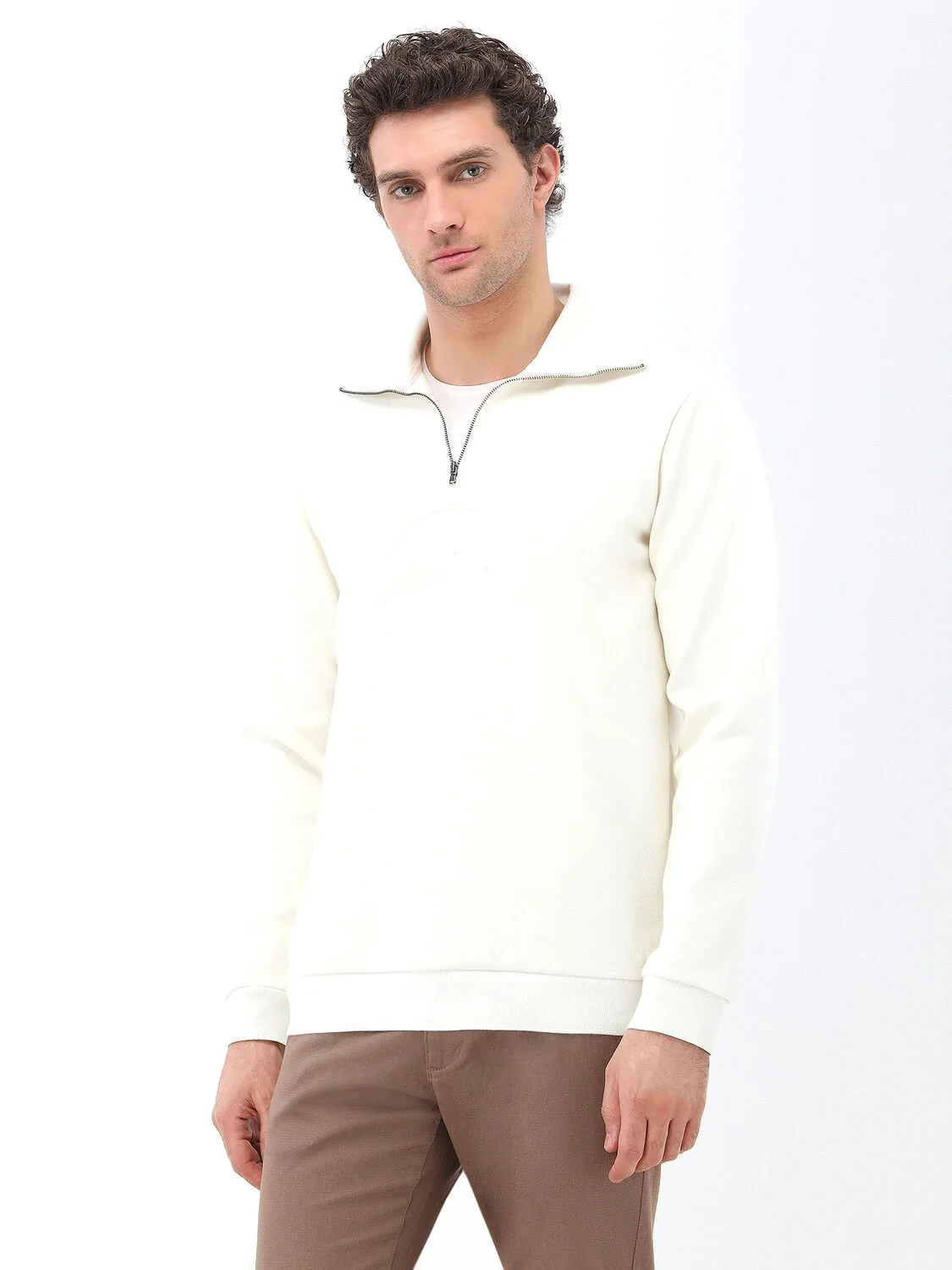 Ecru Turtleneck Sweatshirt - 1