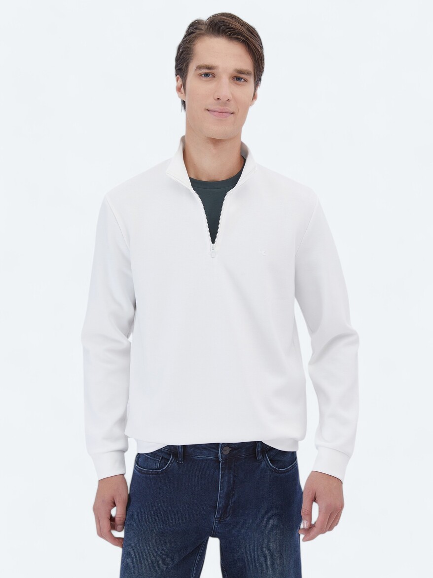 Ecru Turtleneck Sweatshirt - 1