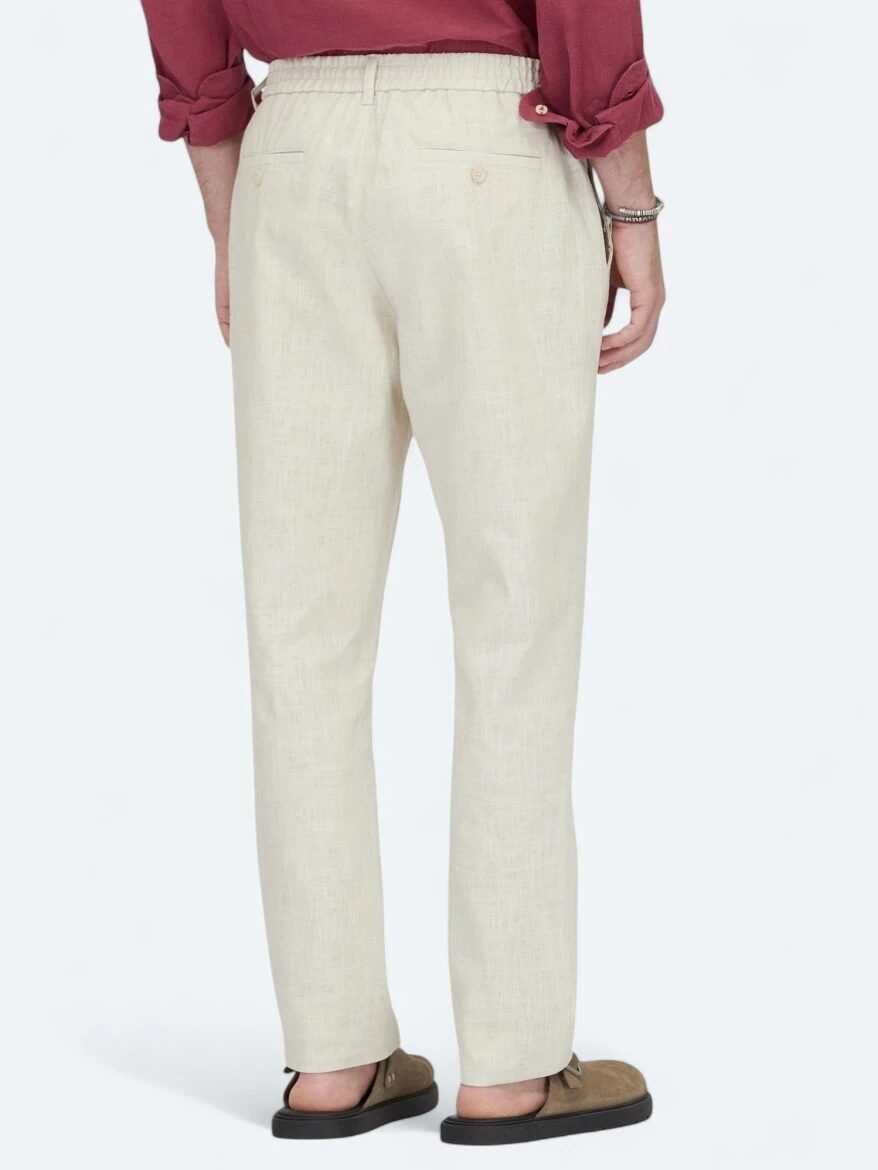 Ecru Weaving Jogging Fit Casual Cotton Blended Trousers 