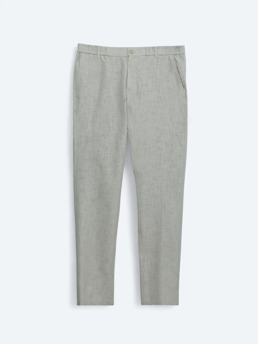 Ecru Weaving Jogging Fit Casual Cotton Blended Trousers - 5