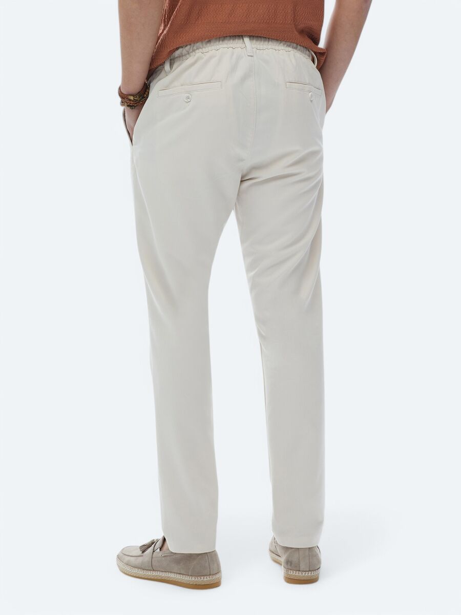 Ecru Weaving Jogging Fit Casual Trousers - 5
