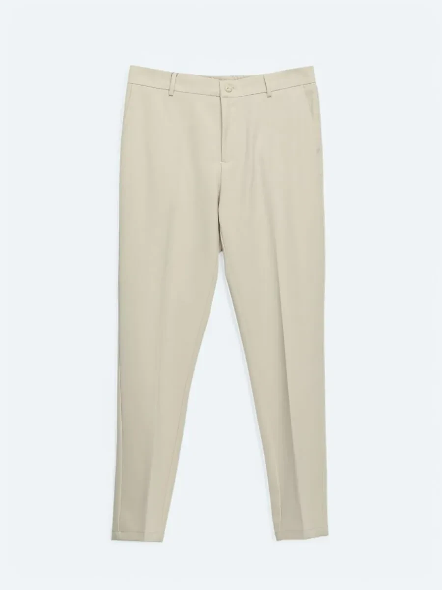 Ecru Weaving Jogging Fit Casual Trousers - 5