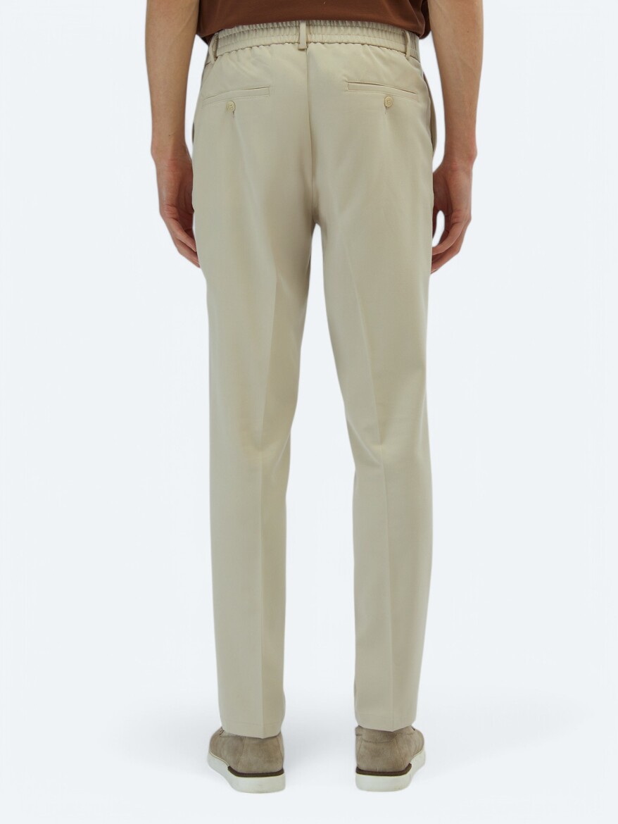 Ecru Weaving Jogging Fit Casual Trousers - 4