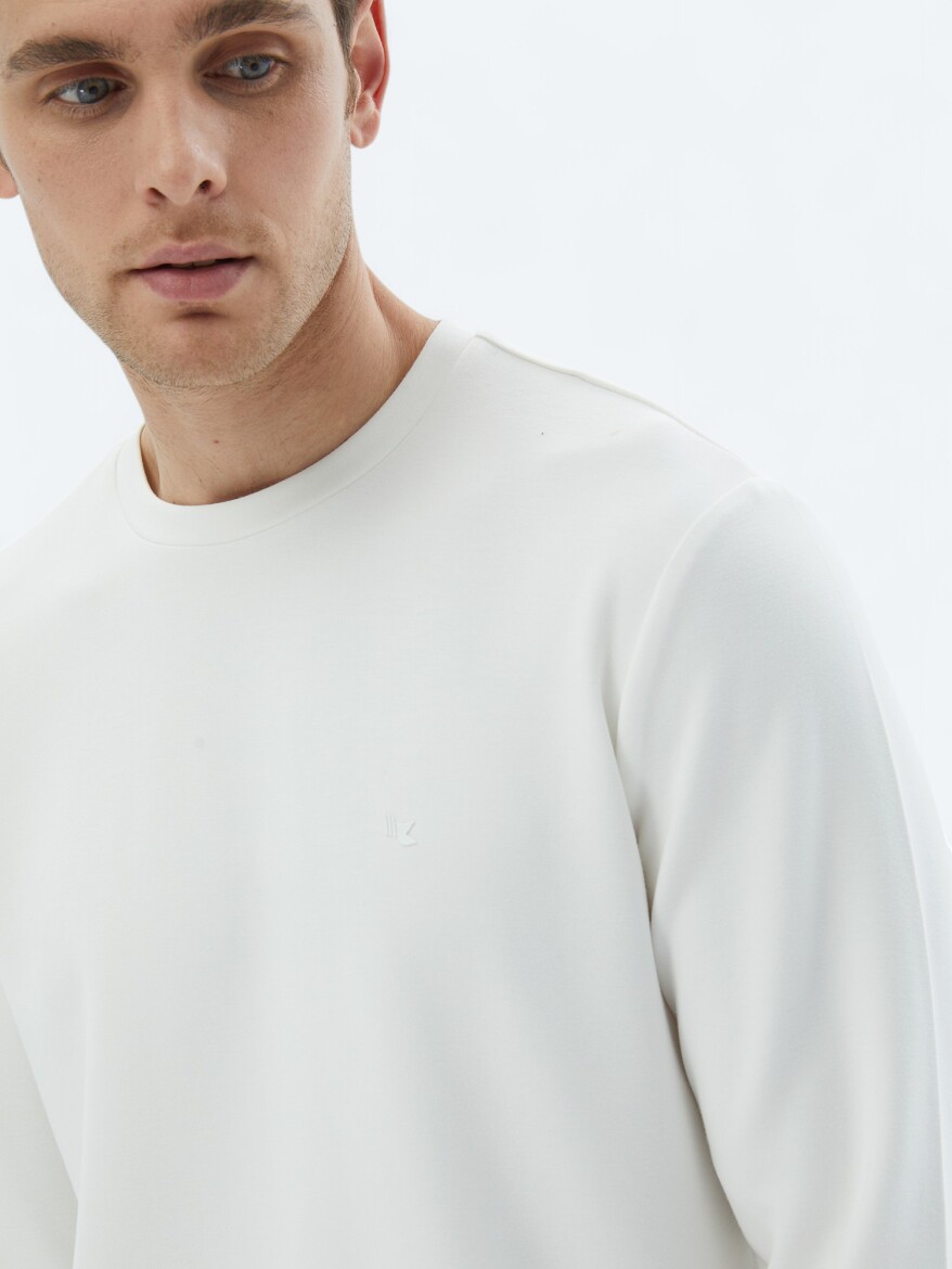 Ekru Bisiklet Yaka Sweatshırt - 4
