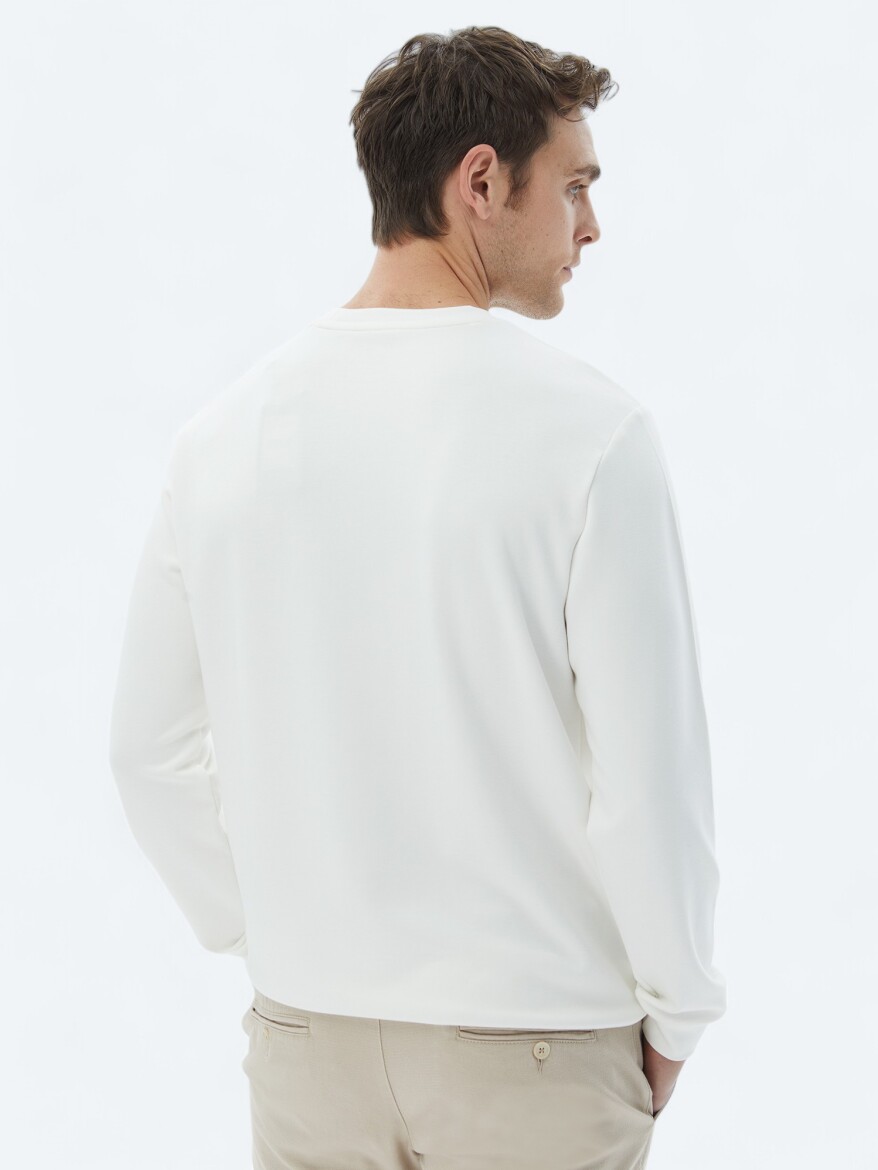 Ekru Bisiklet Yaka Sweatshırt - 5