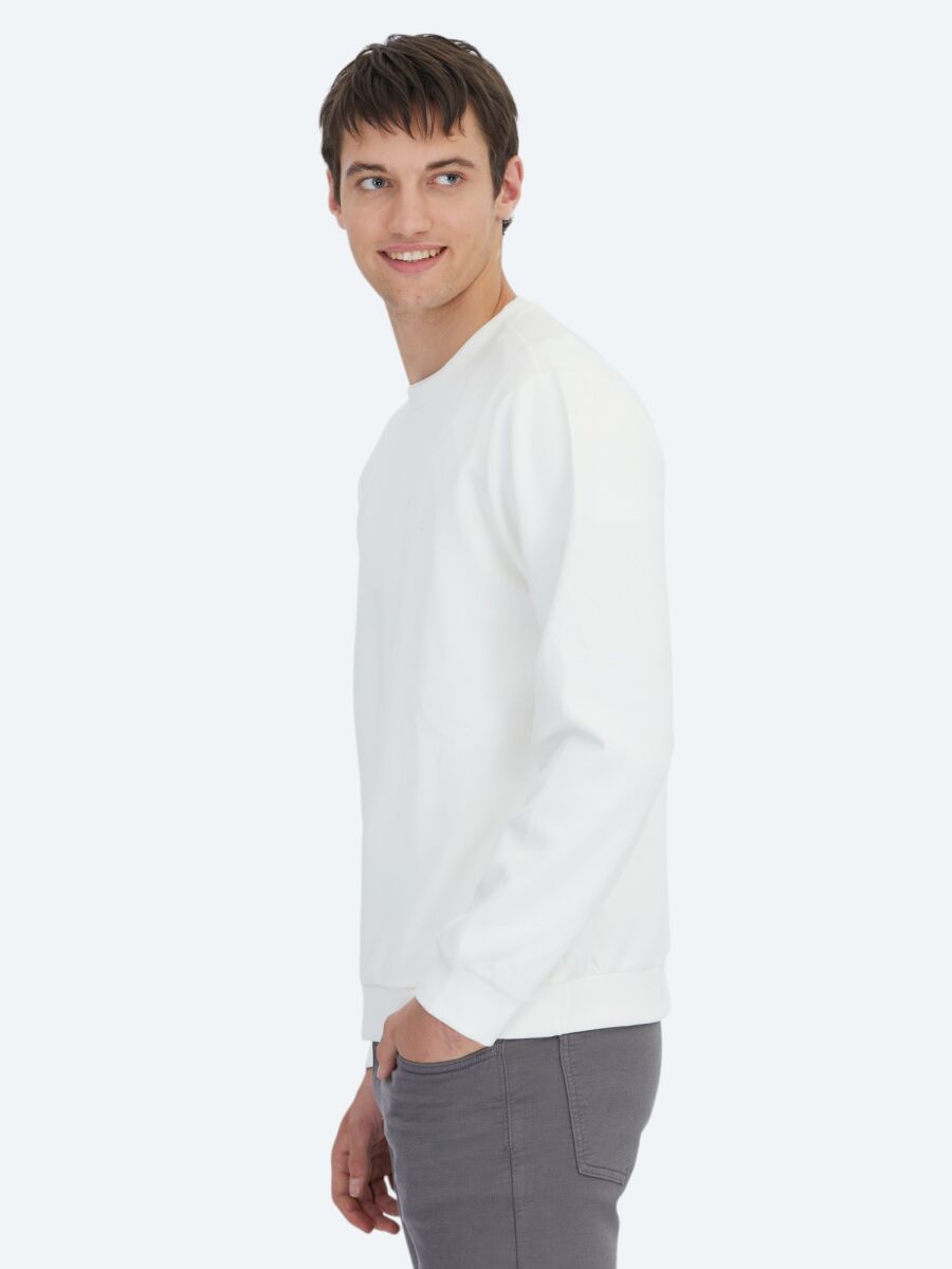 Ekru Bisiklet Yaka Sweatshırt - 3