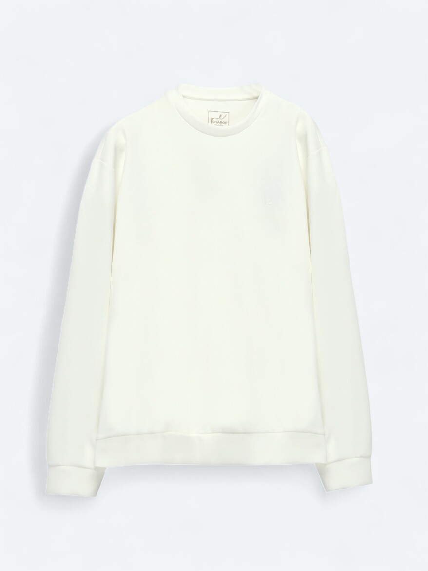 Ekru Bisiklet Yaka Sweatshırt - 6