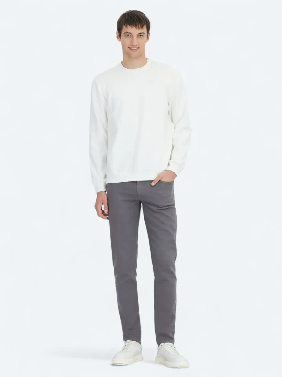 Ekru Bisiklet Yaka Sweatshırt - 2