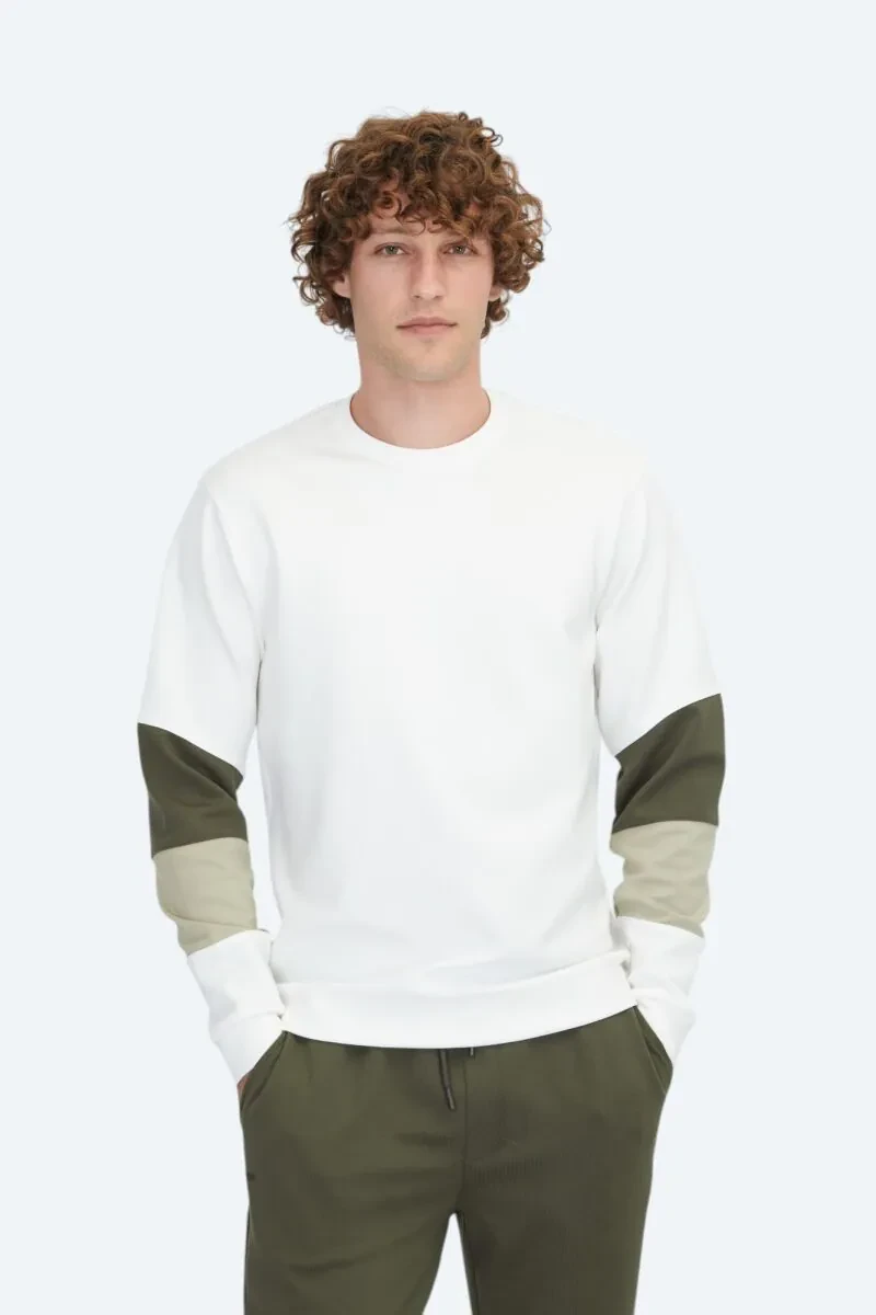 Ekru Bisiklet Yaka Sweatshırt - 1