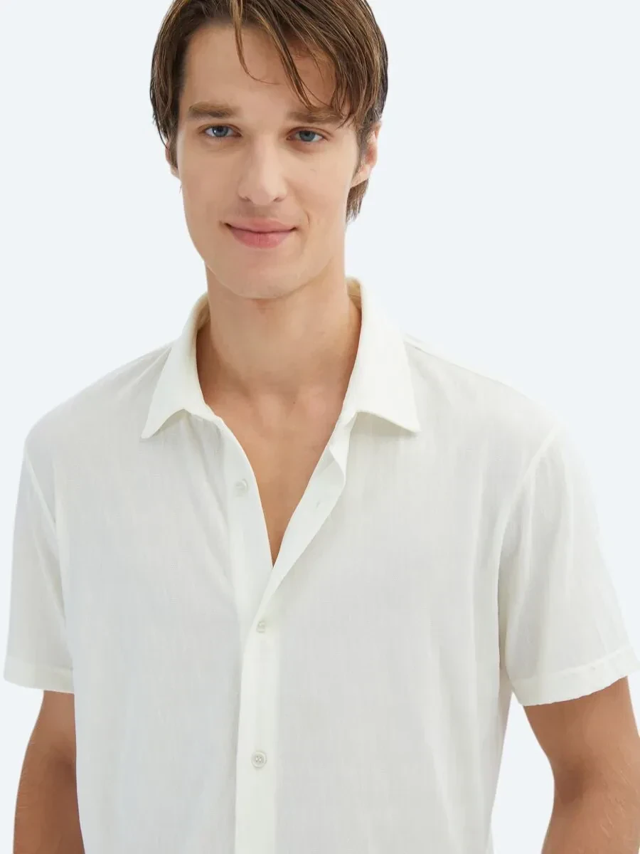 Ekru Desenli Regular Fit Casual Gömlek - 3