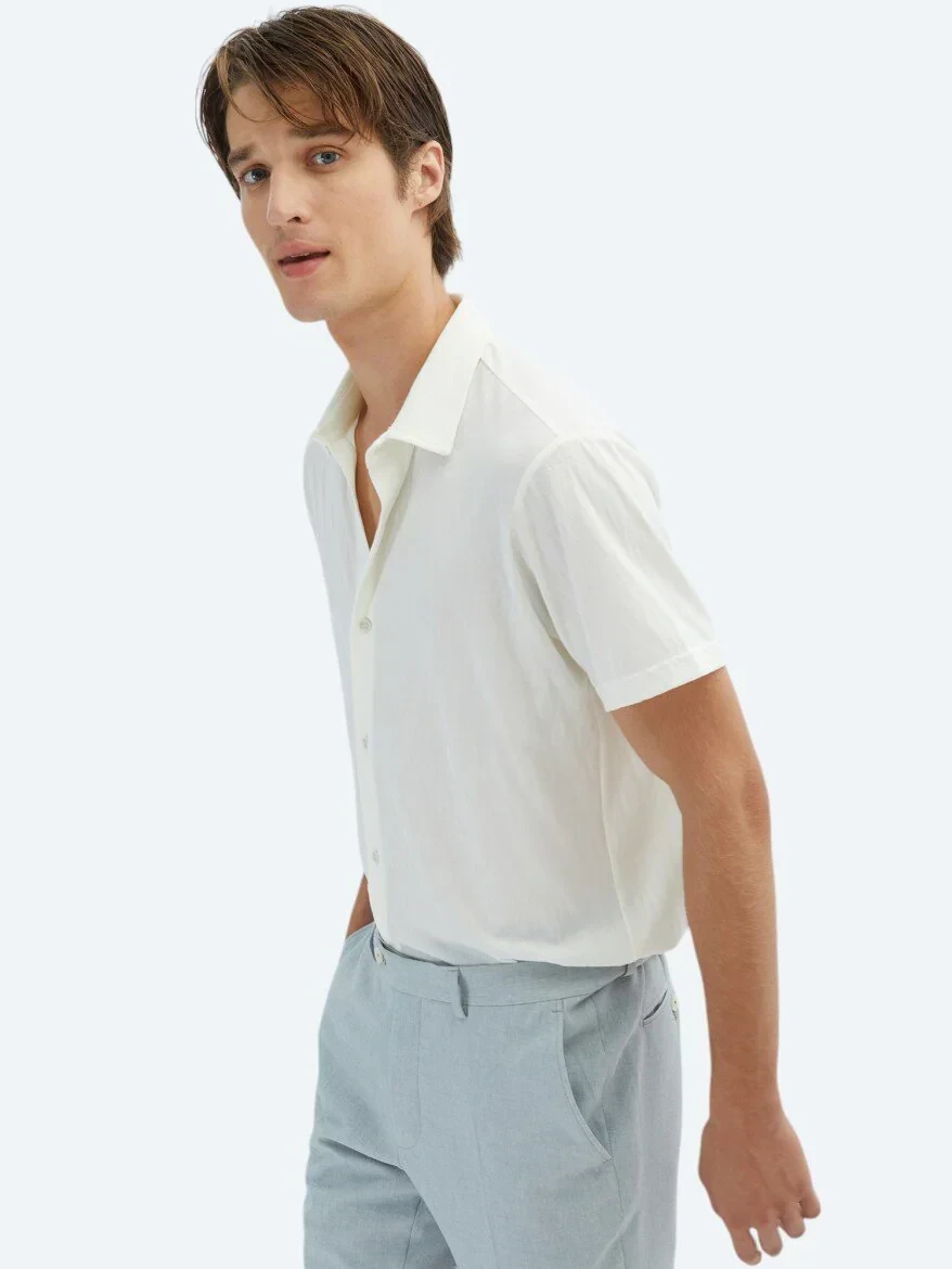 Ekru Desenli Regular Fit Casual Gömlek - 4