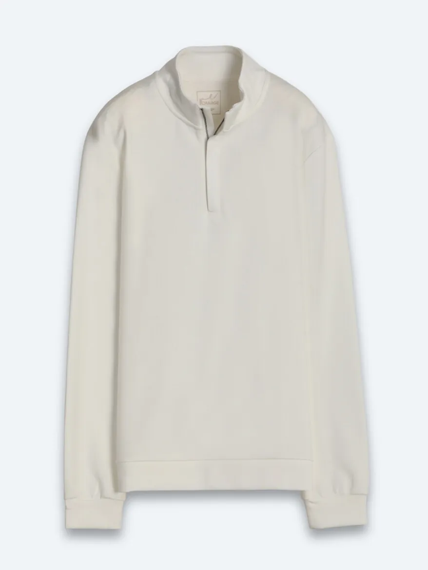 Ekru Dik Yaka Düz Sweatshırt - 7