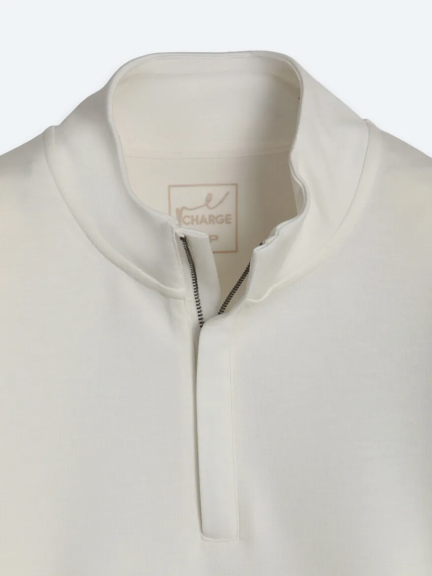 Ekru Dik Yaka Düz Sweatshırt - 9