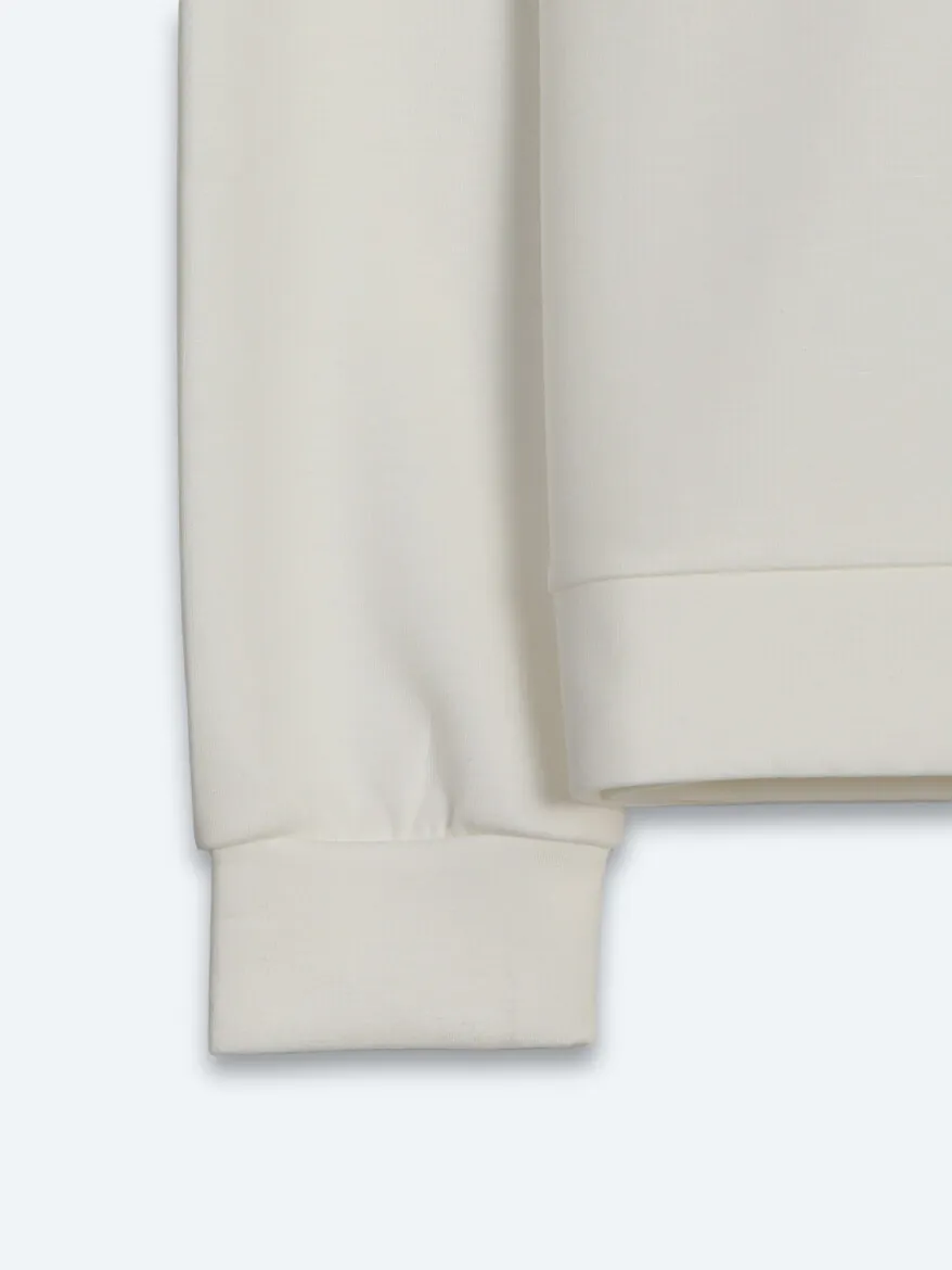 Ekru Dik Yaka Düz Sweatshırt - 10