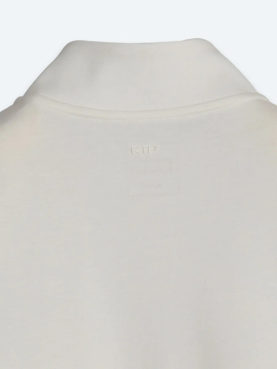 Ekru Dik Yaka Düz Sweatshırt - 12