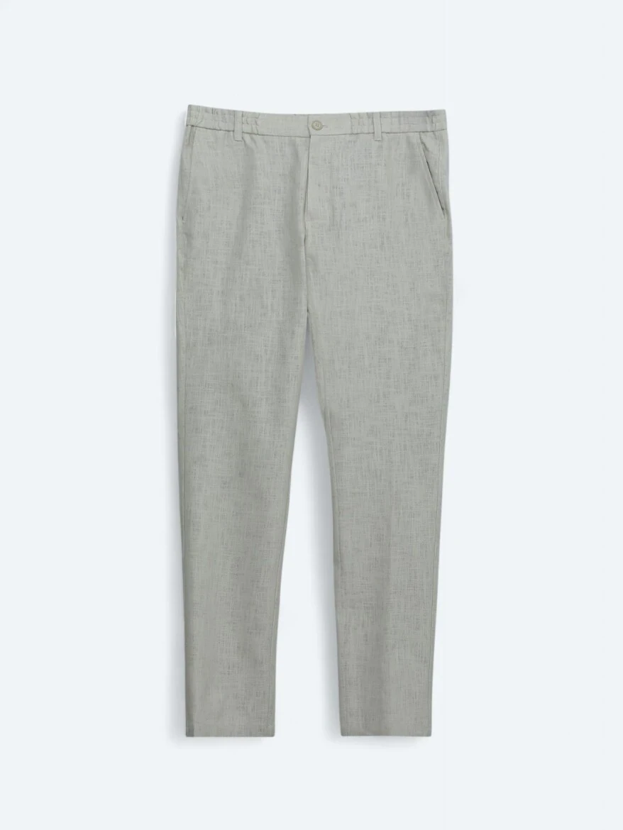 Ekru Dokuma Casual Pamuk Karışımlı Pantolon 