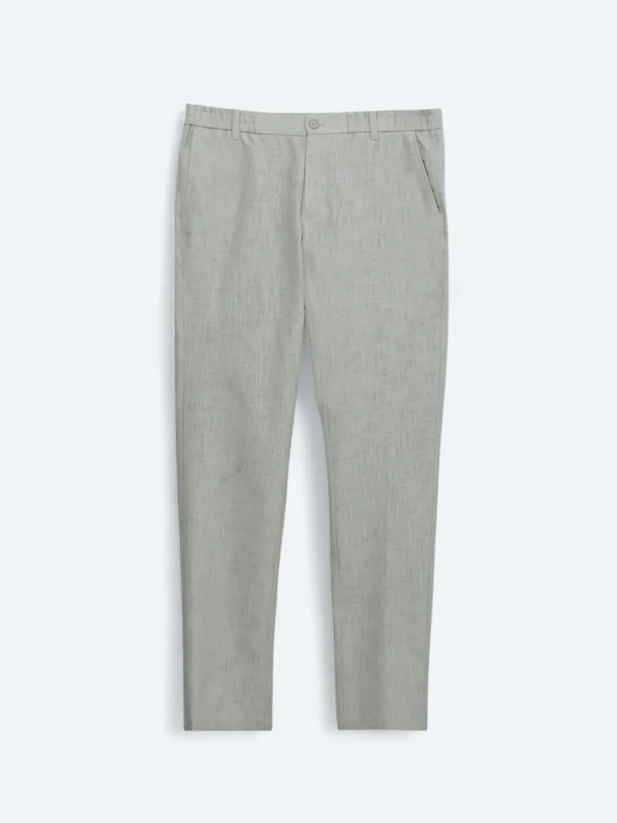 Ekru Dokuma Casual Pamuk Karışımlı Pantolon - 1