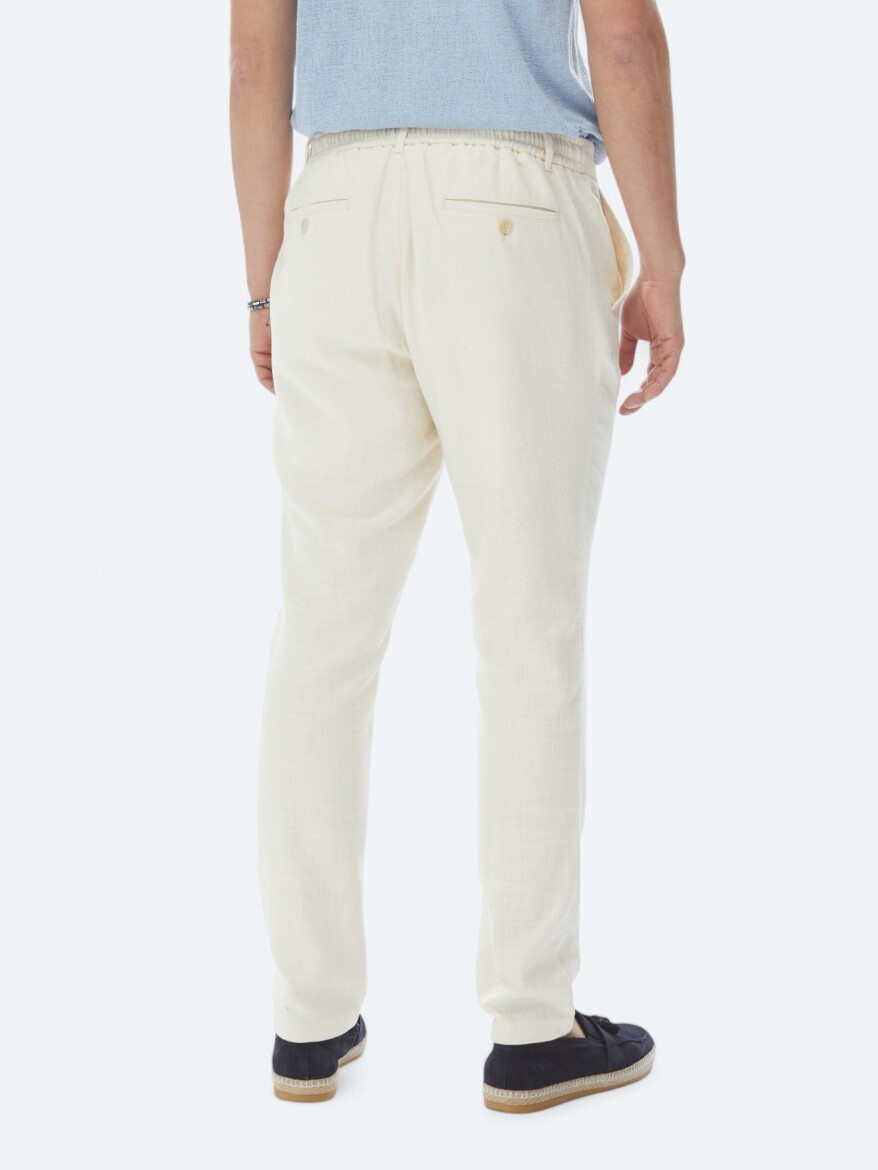 Ekru Dokuma Jogging Fit Casual %100 Pamuk Pantolon - 5