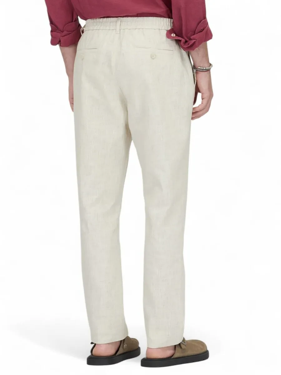 Ekru Dokuma Jogging Fit Casual Pamuk Karışımlı Pantolon - 4