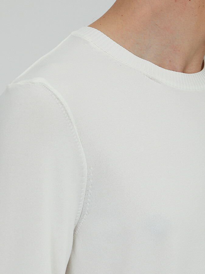 Ekru Düz Örgü Triko - 4