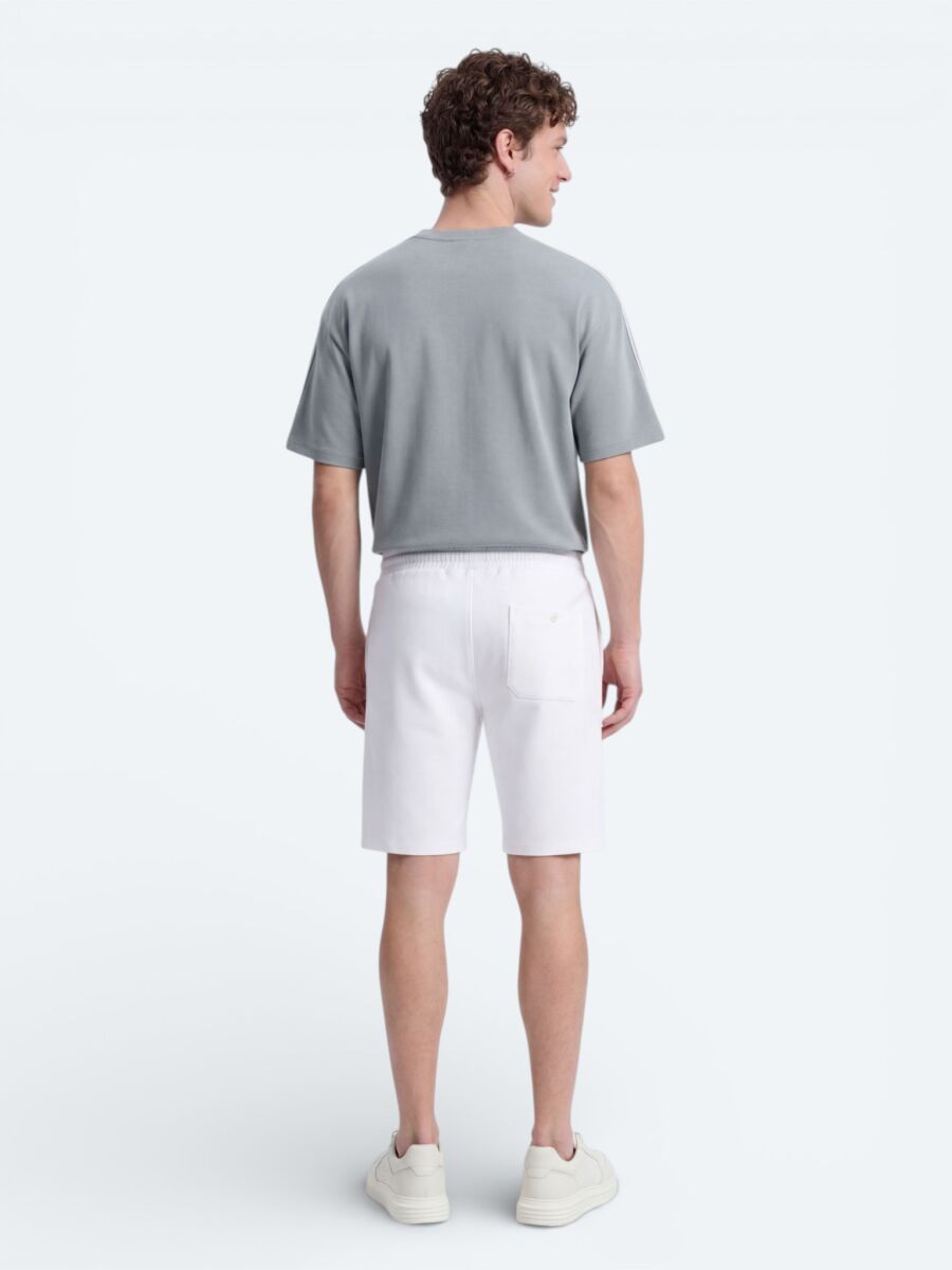 Ekru Düz Örme Regular Fit Casual Bermuda - 5