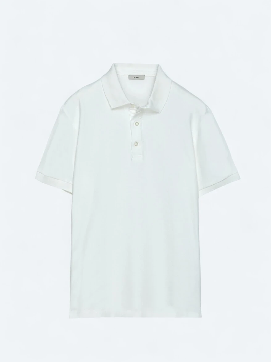 Ekru Düz Polo Yaka %100 Pamuk T-Shirt 