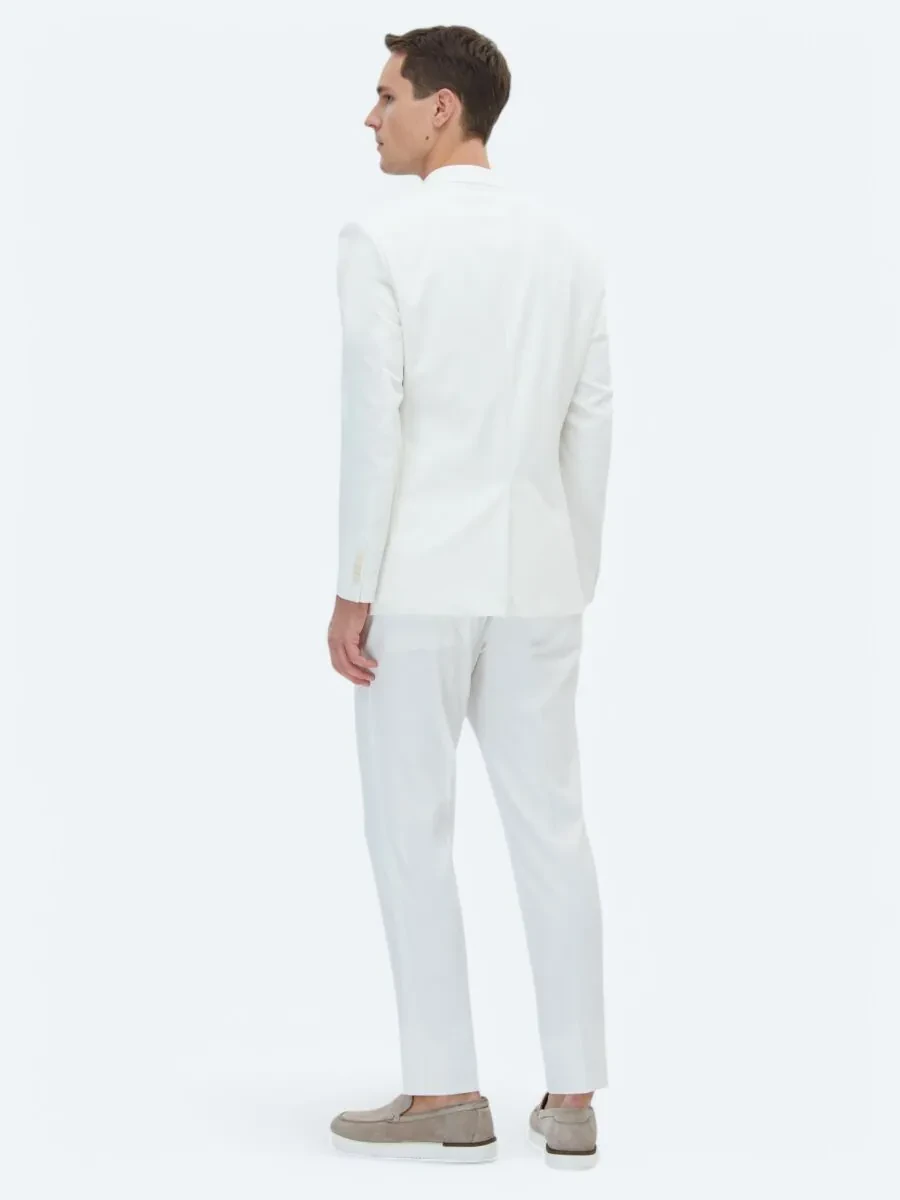 Ekru Düz Slim Fit Takım Elbise - 6