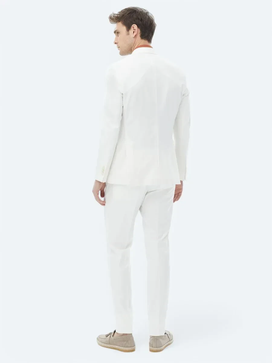Ekru Düz Slim Fit Takım Elbise - 12