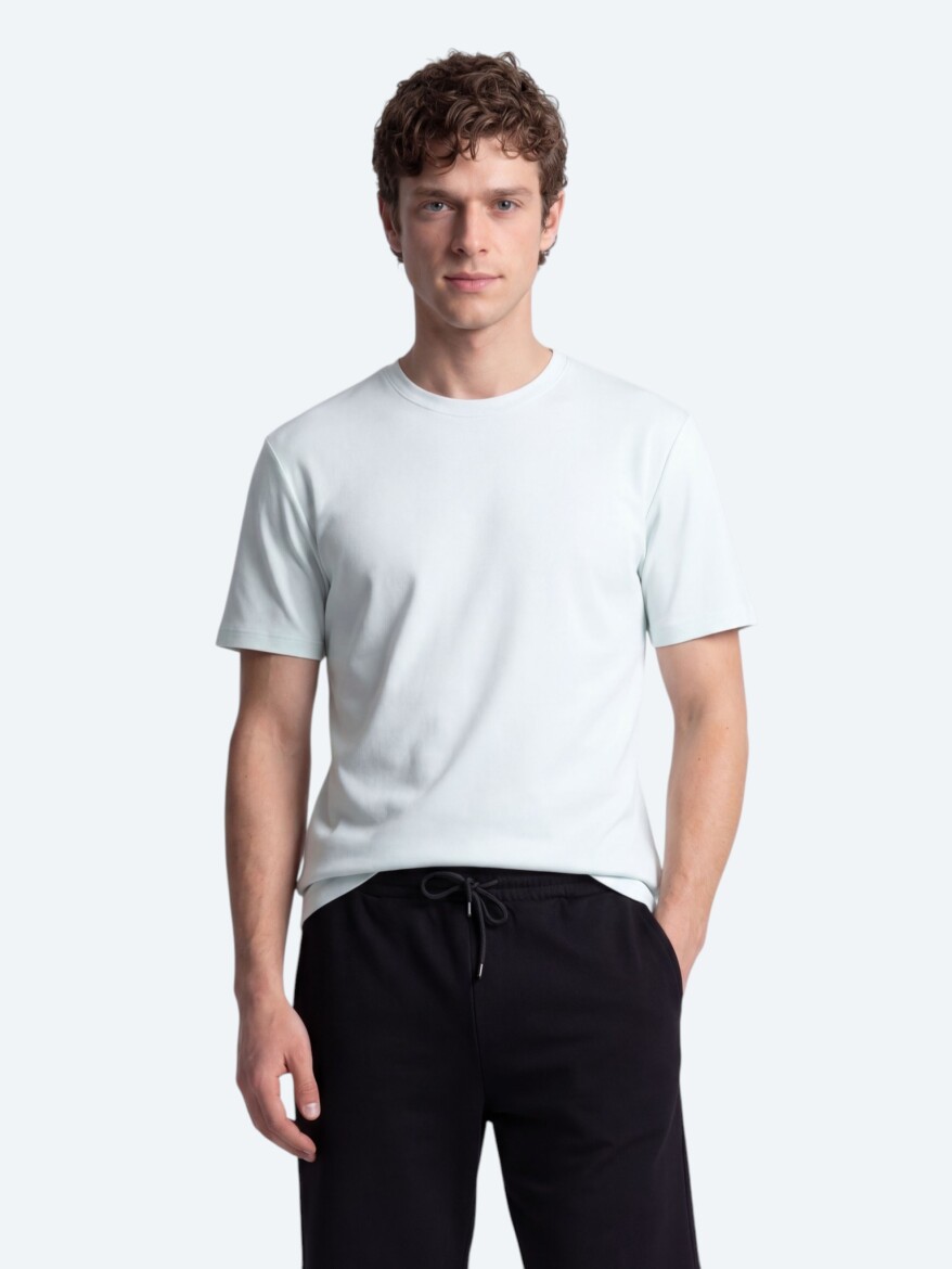 Ekru Düz T-Shirt 