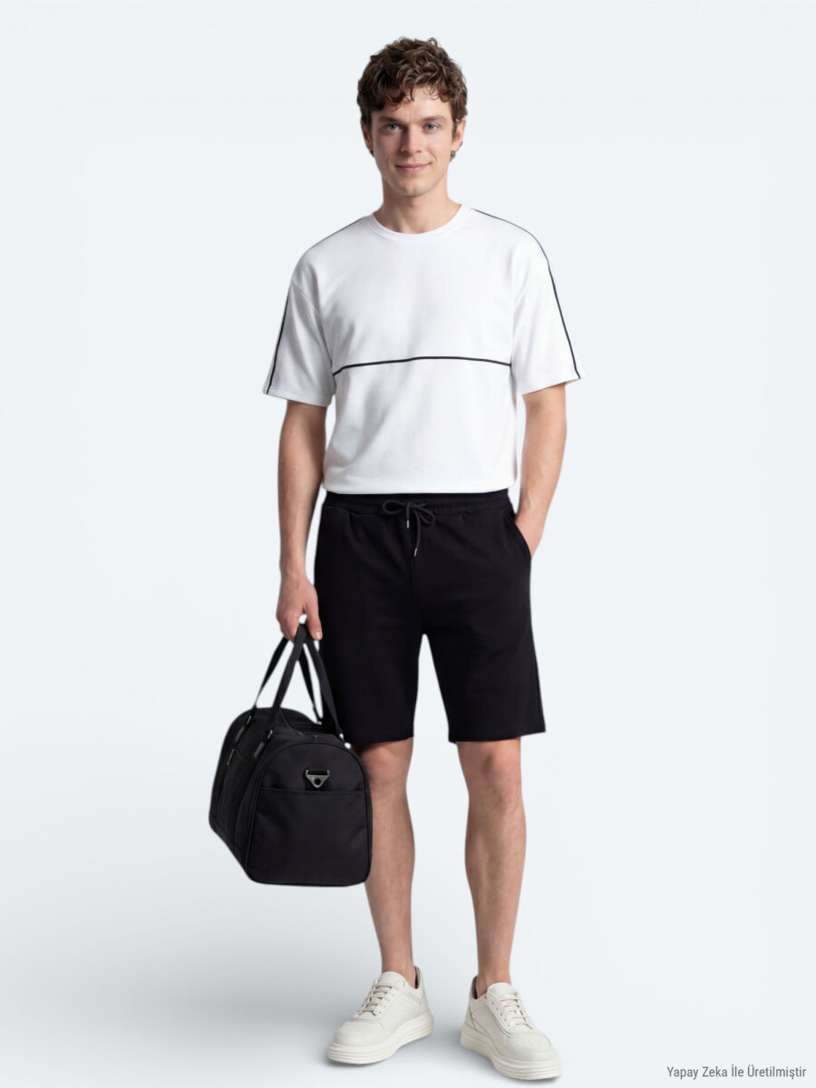 Ekru Düz T-Shirt - 4