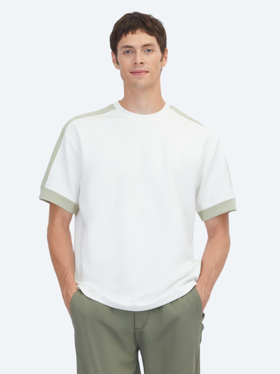 Ekru Düz T-Shirt - 1