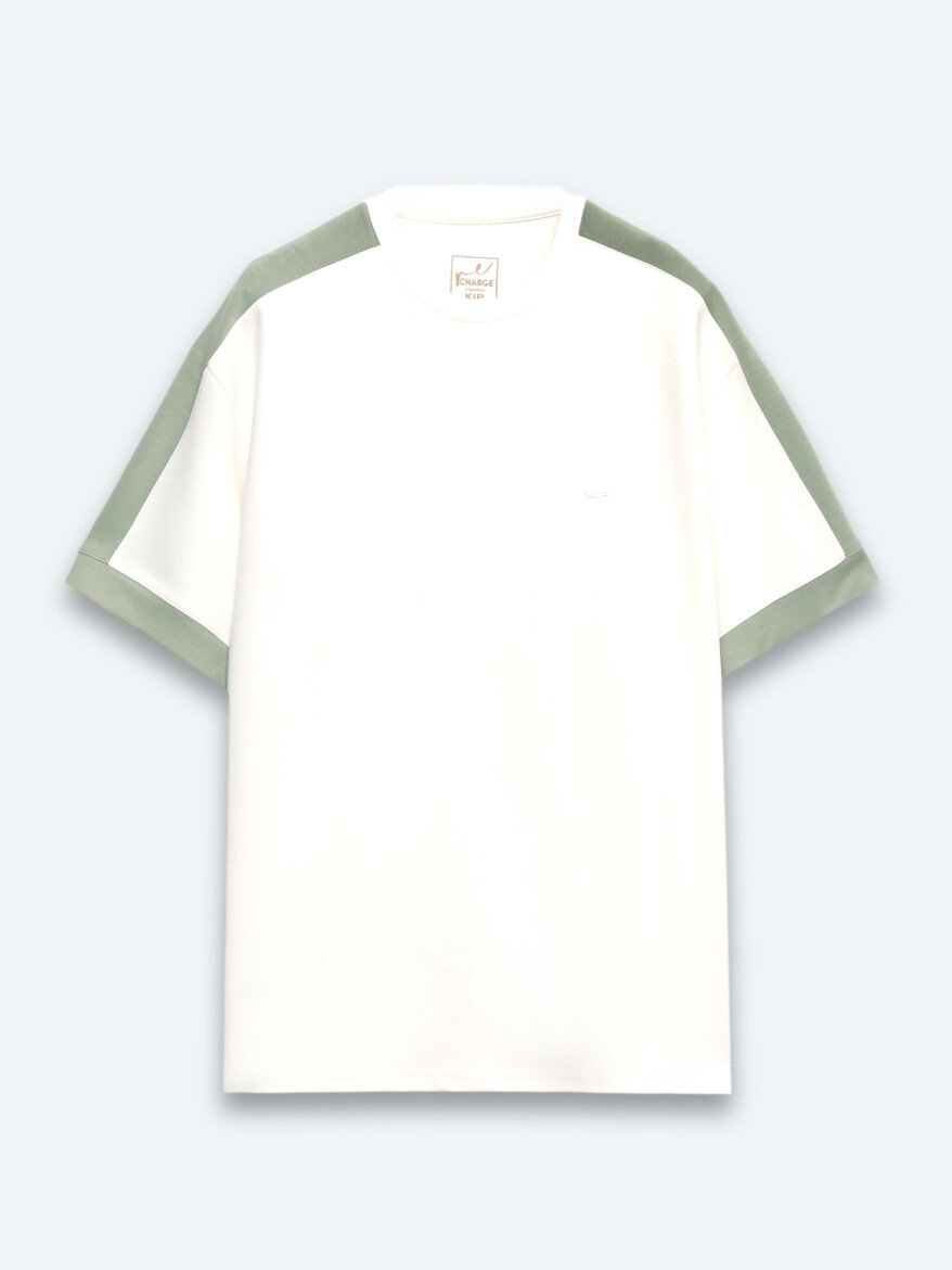 Ekru Düz T-Shirt - 5