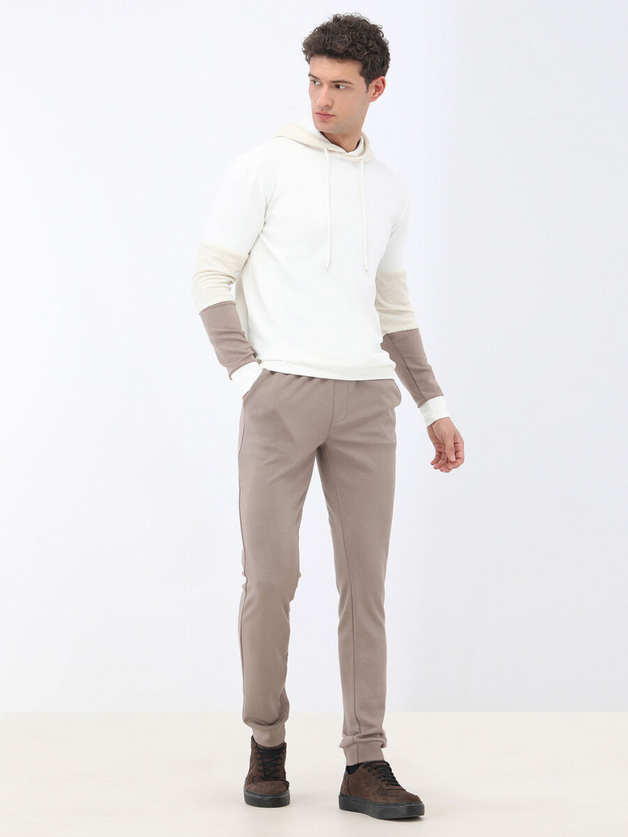 Ekru Kapüşonlu Sweatshırt - 2