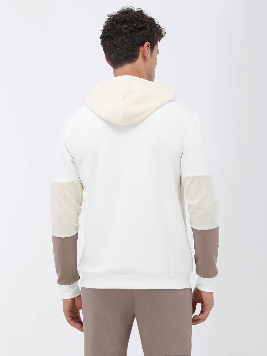 Ekru Kapüşonlu Sweatshırt - 5