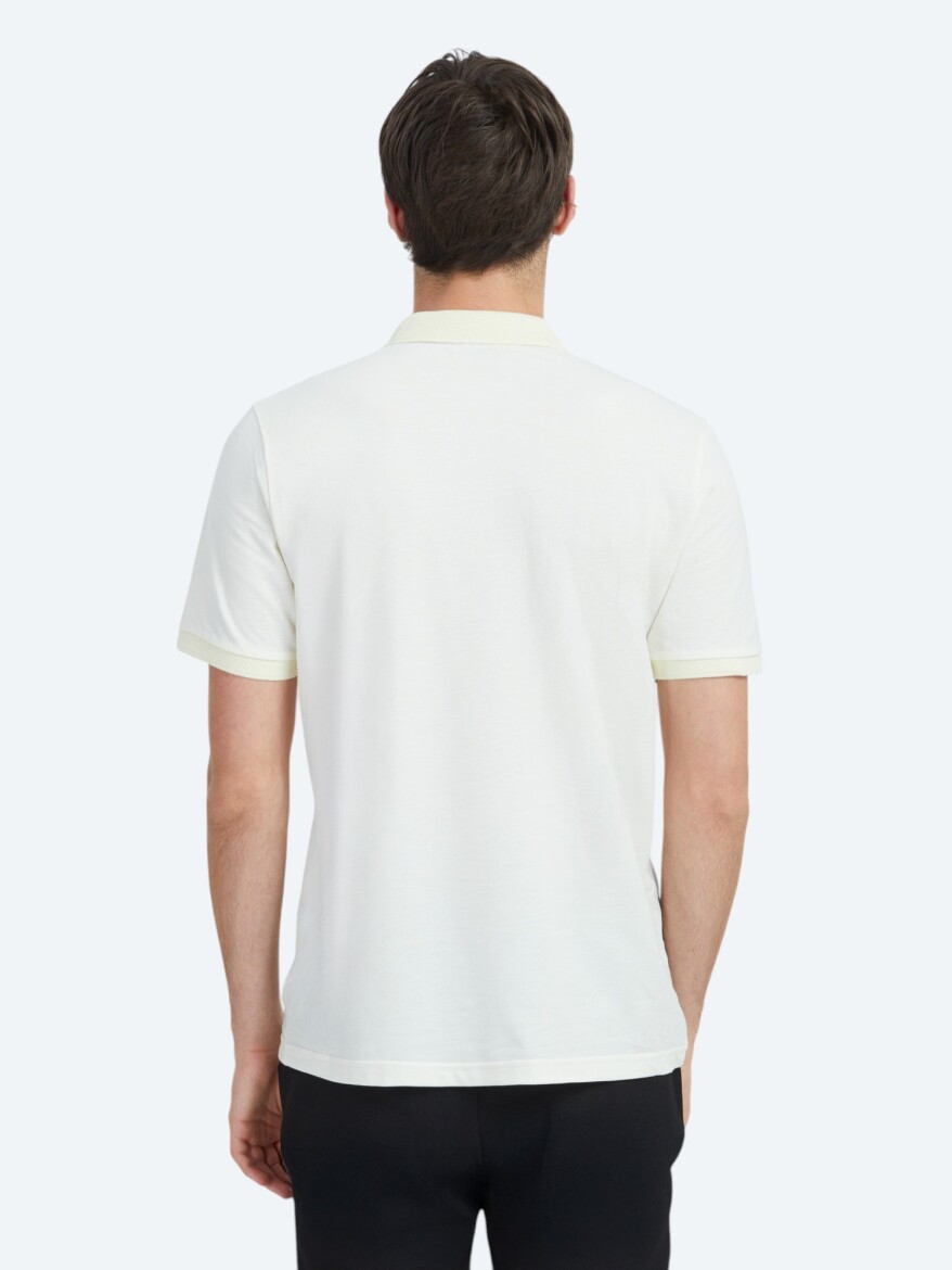 Ekru Polo Yaka %100 Pamuk T-Shirt - 5