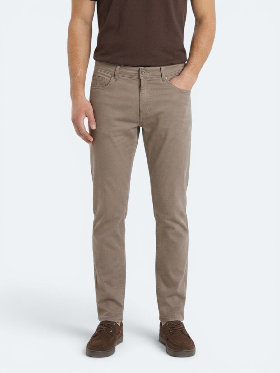 Fındık Düz Dokuma Slim Fit Casual Pamuk Karışımlı Pantolon - 2