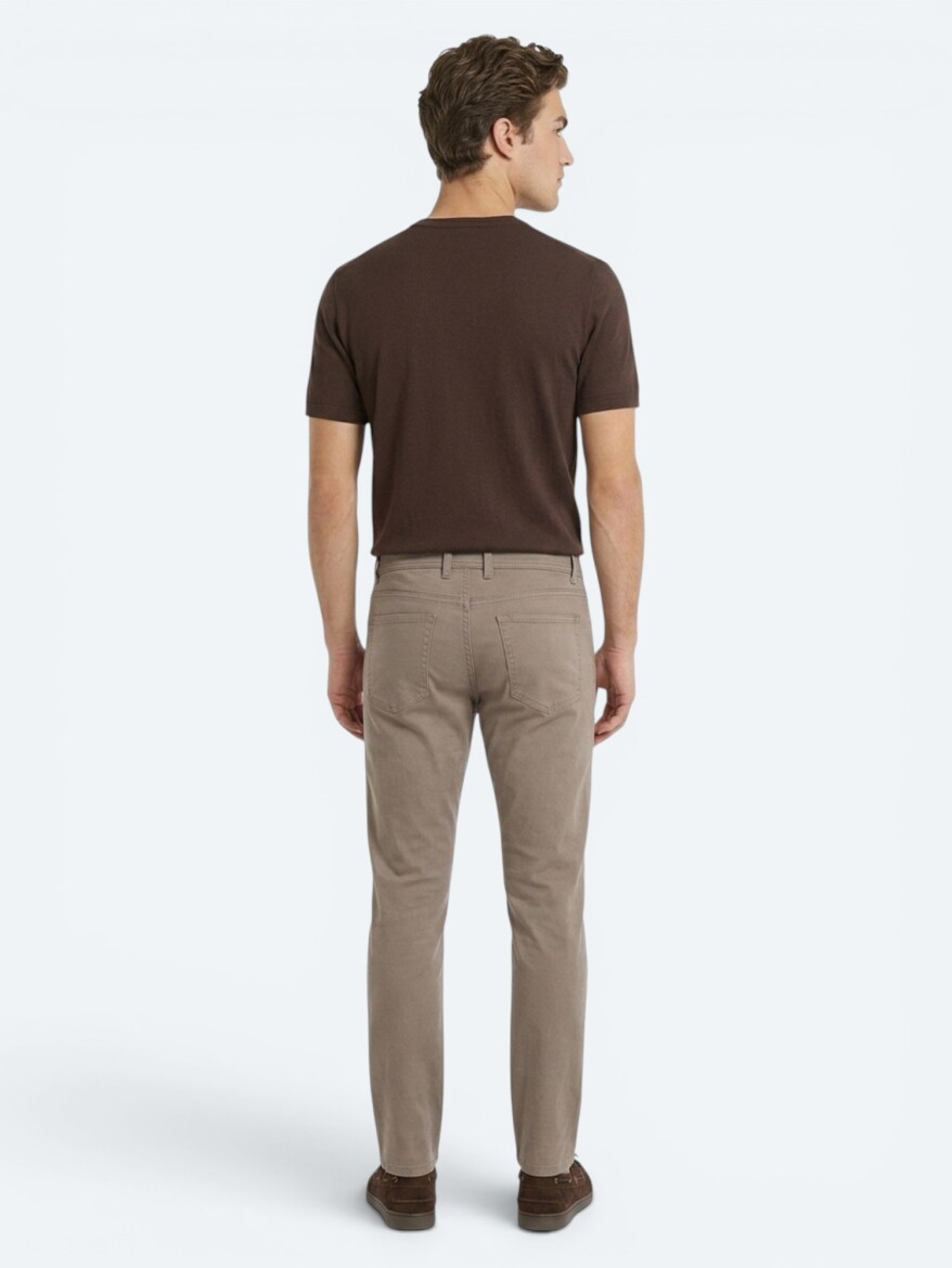 Fındık Düz Dokuma Slim Fit Casual Pamuk Karışımlı Pantolon - 5