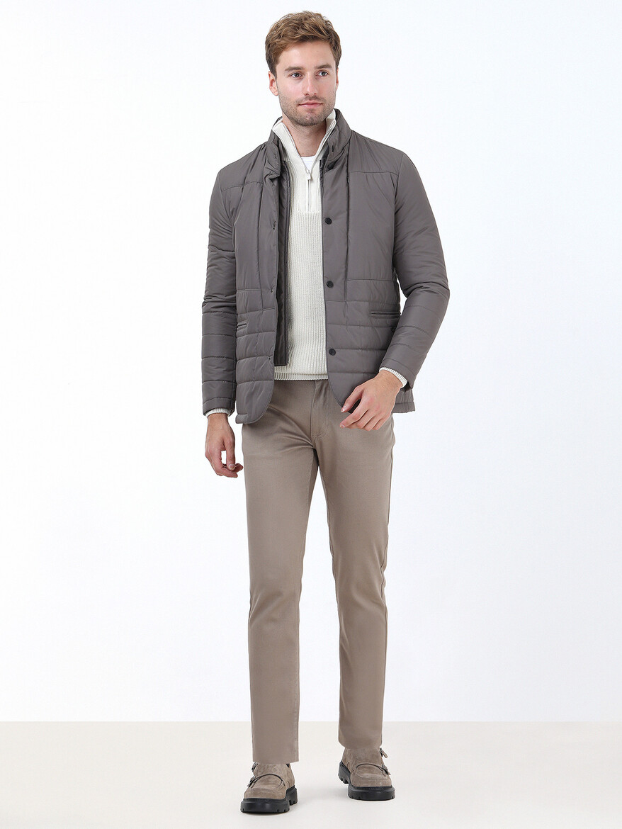 Fındık Düz Dokuma Slim Fit Casual Pamuk Karışımlı Pantolon - 3