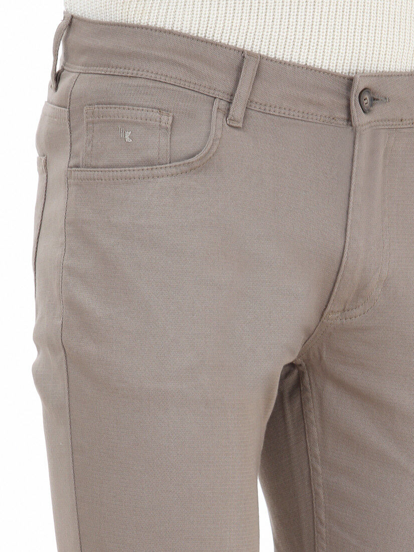 Fındık Düz Dokuma Slim Fit Casual Pamuk Karışımlı Pantolon - 4