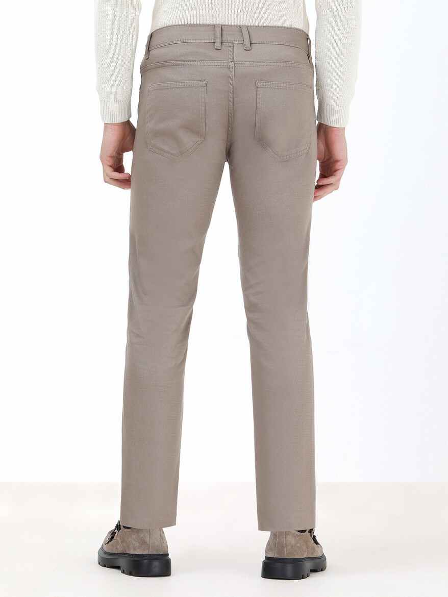 Fındık Düz Dokuma Slim Fit Casual Pamuk Karışımlı Pantolon - 5
