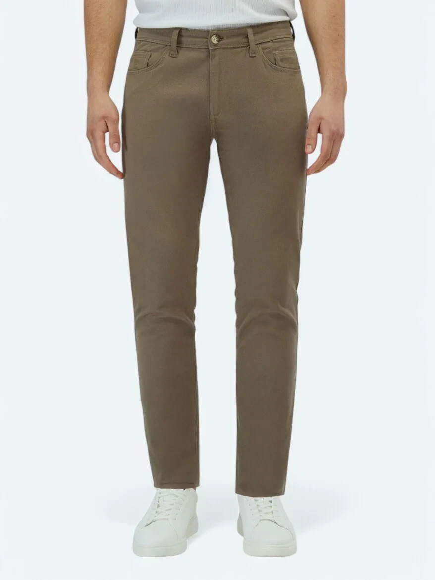 Fındık Düz Dokuma Slim Fit Casual Pamuk Karışımlı Pantolon - 2