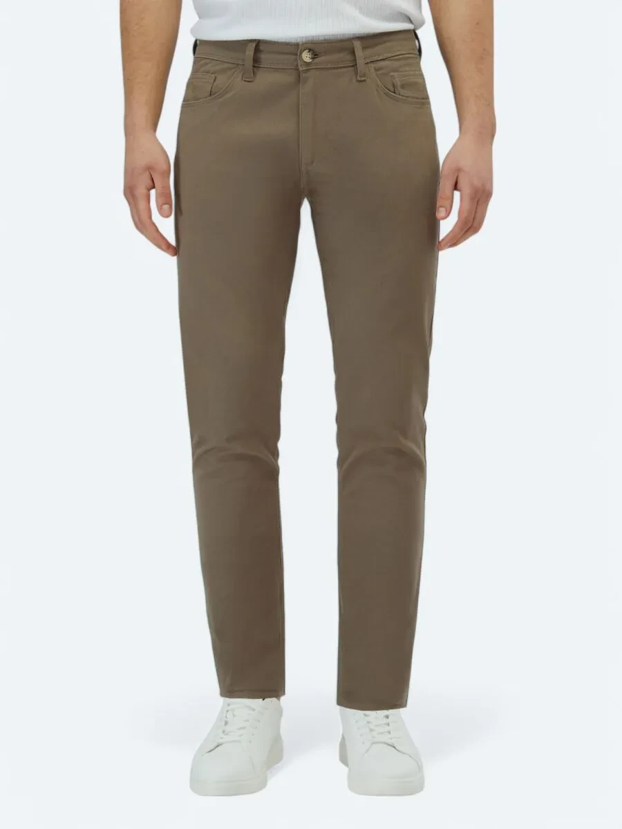 Fındık Düz Dokuma Slim Fit Casual Pamuk Karışımlı Pantolon - 2